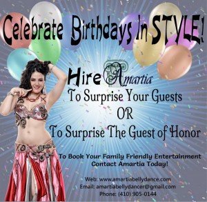 bellydance birthday suprrise baltimore, baltimore bellydance birthday surprise, bellydance by amartia